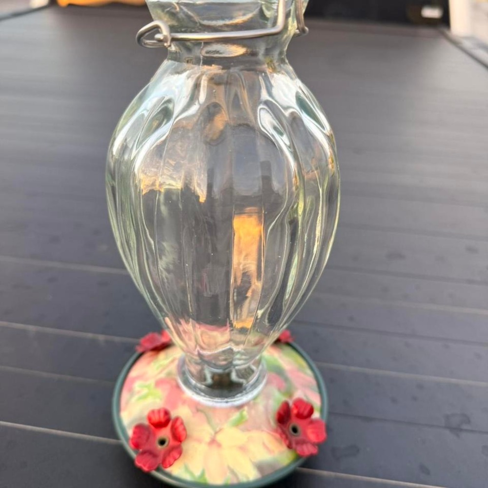 Audubon Fluted Glass Hummingbird Feeder EUC